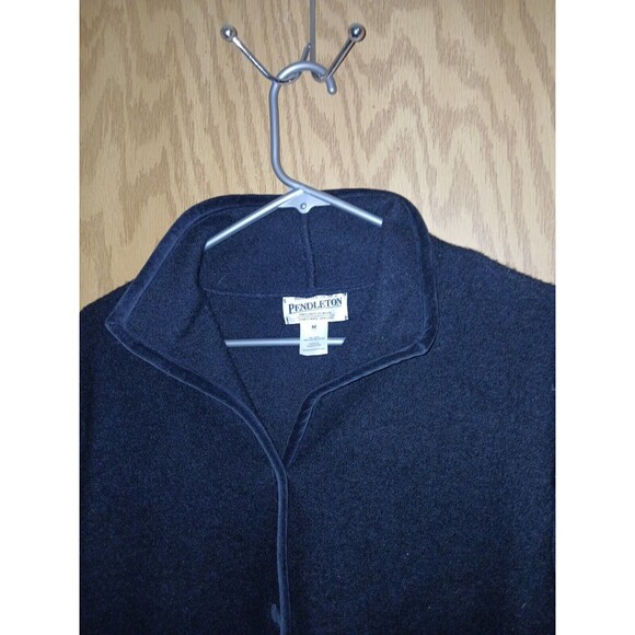 Pendleton 100% Merino Wool 2 Button Blazer Womens Size Medium Black Vintage - Picture 12 of 13